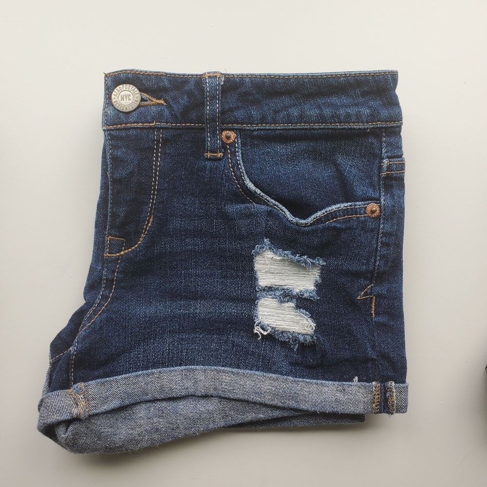 Dark Wash Ripped Distressed Jean Shorts